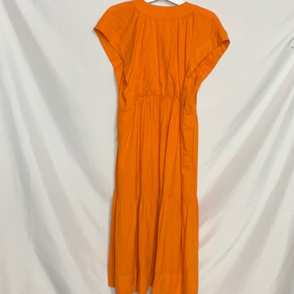 Anthropologie Orange Linen Blend Midi Dress - Picture 11 of 12